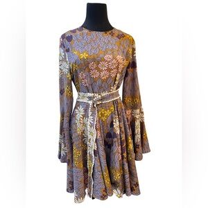 Women’s Beulah Mod Style Floral Vintage Style Dress Size L Purple And Brown